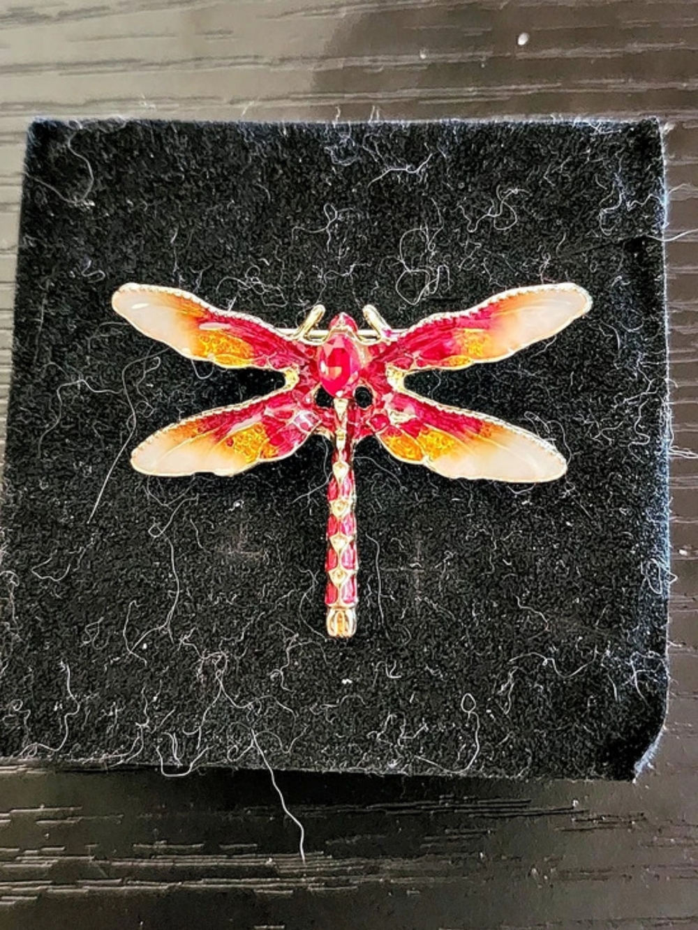 Red & Gold Dragonfly Brooch